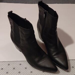 Elegant Womens Black Franco Sarto Womens Black Leather Ankle Boots Booties S 11M